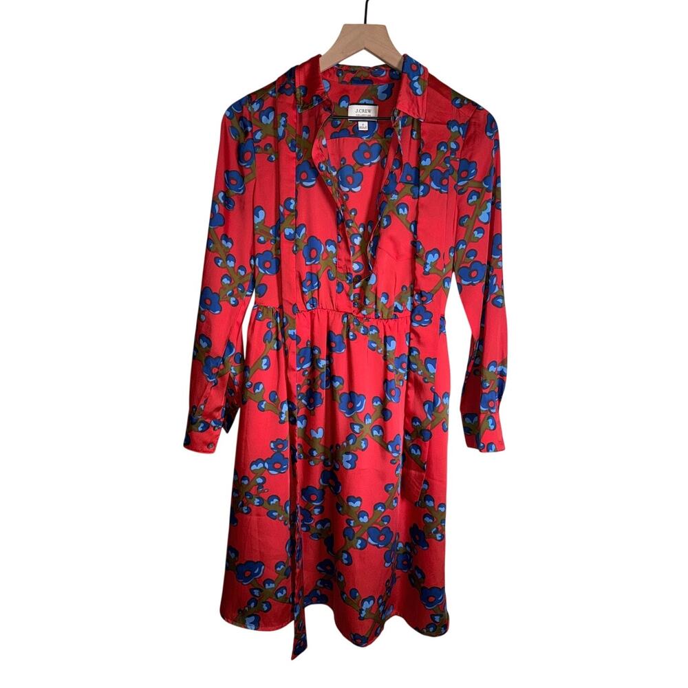J. CREW bold floral lined interview outfit midi shirt dress 2